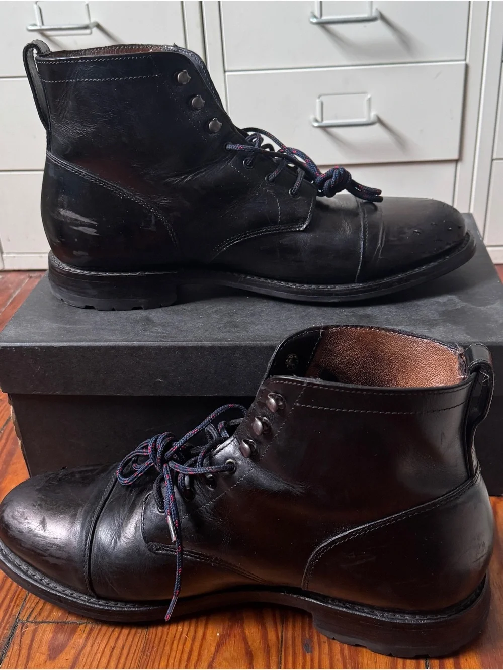 J.Crew Kenton Cap-Toe Boots 11.5M Vibram Sole Custom-Dyed Black